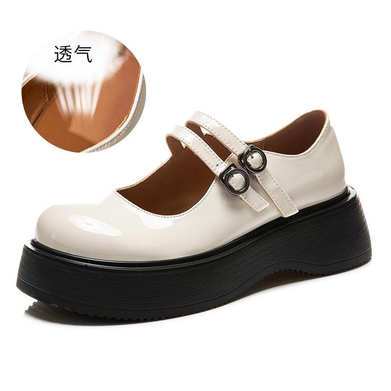 

Туфли Мэри Джейн на пенной подошве, весна 2025, новые женские туфли на платформе, универсальные туфли для поездок на работу, повседневные кожаные туфли для женщин 35 бежевый