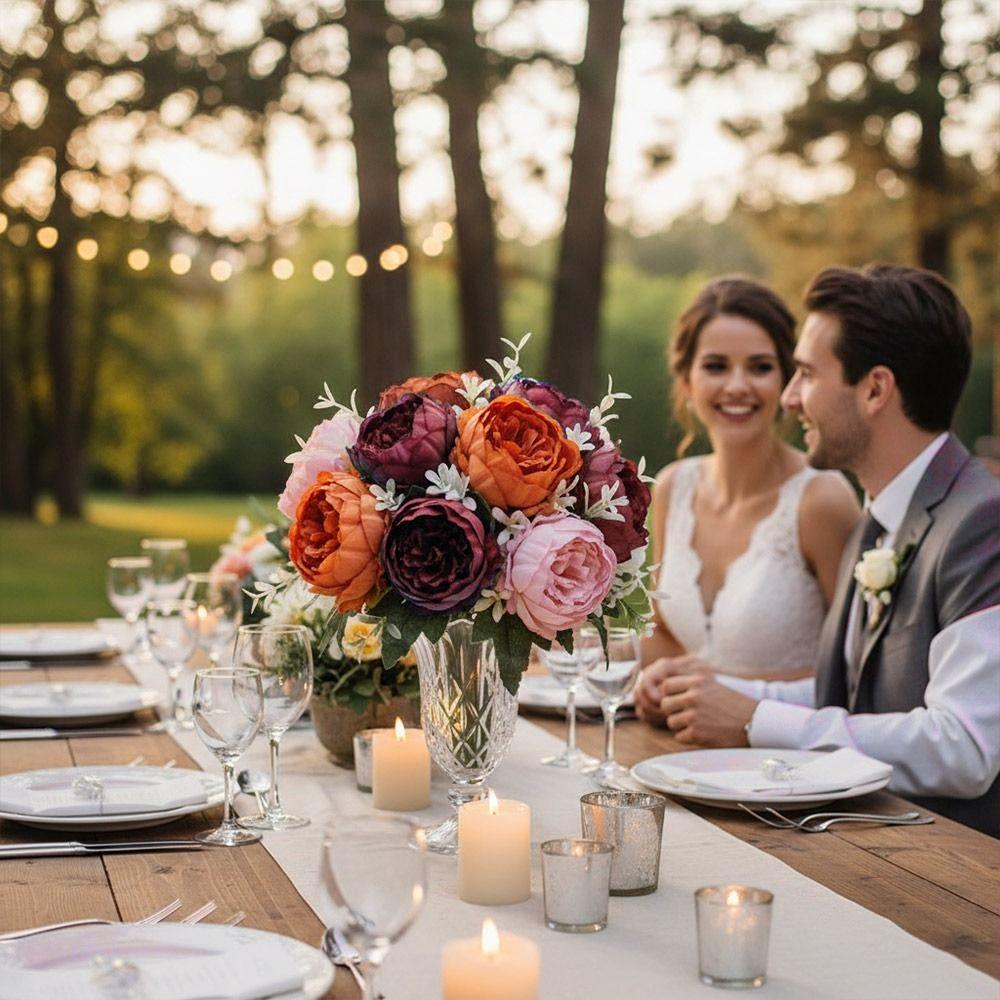 7 Heads Peony Artificial Flowers Multicolor Floral Arrangement Fake Peony Silk Petals Photo Props Simulation Peonies Bouquet