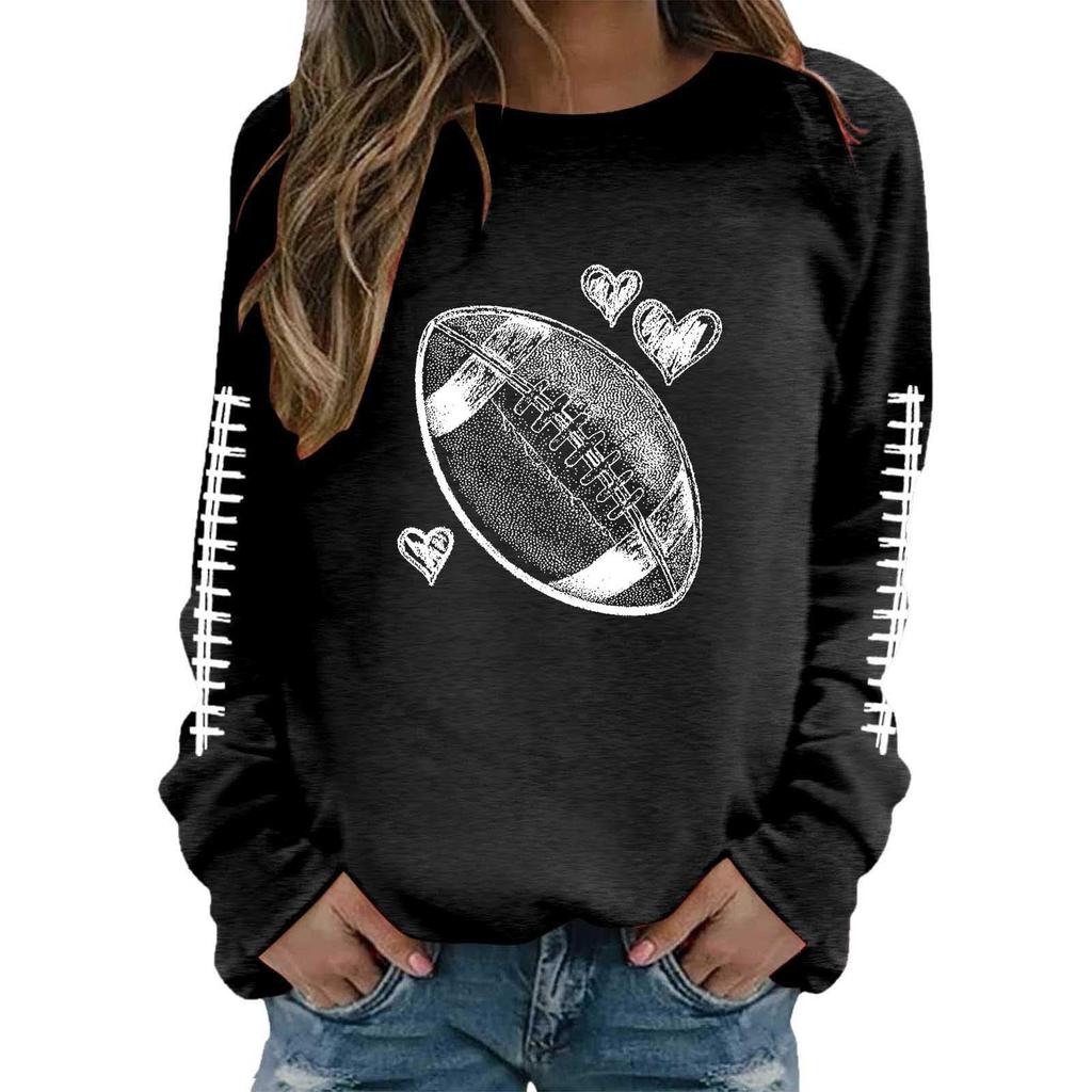 Ladies' Loose Comfortable And Casual Fashionable And Rugby Printed Top