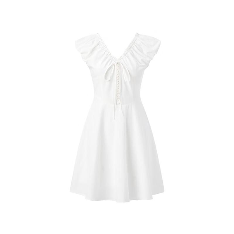 PEACEBIRD Women's Cloud Jacquard V-Neck Short Dress