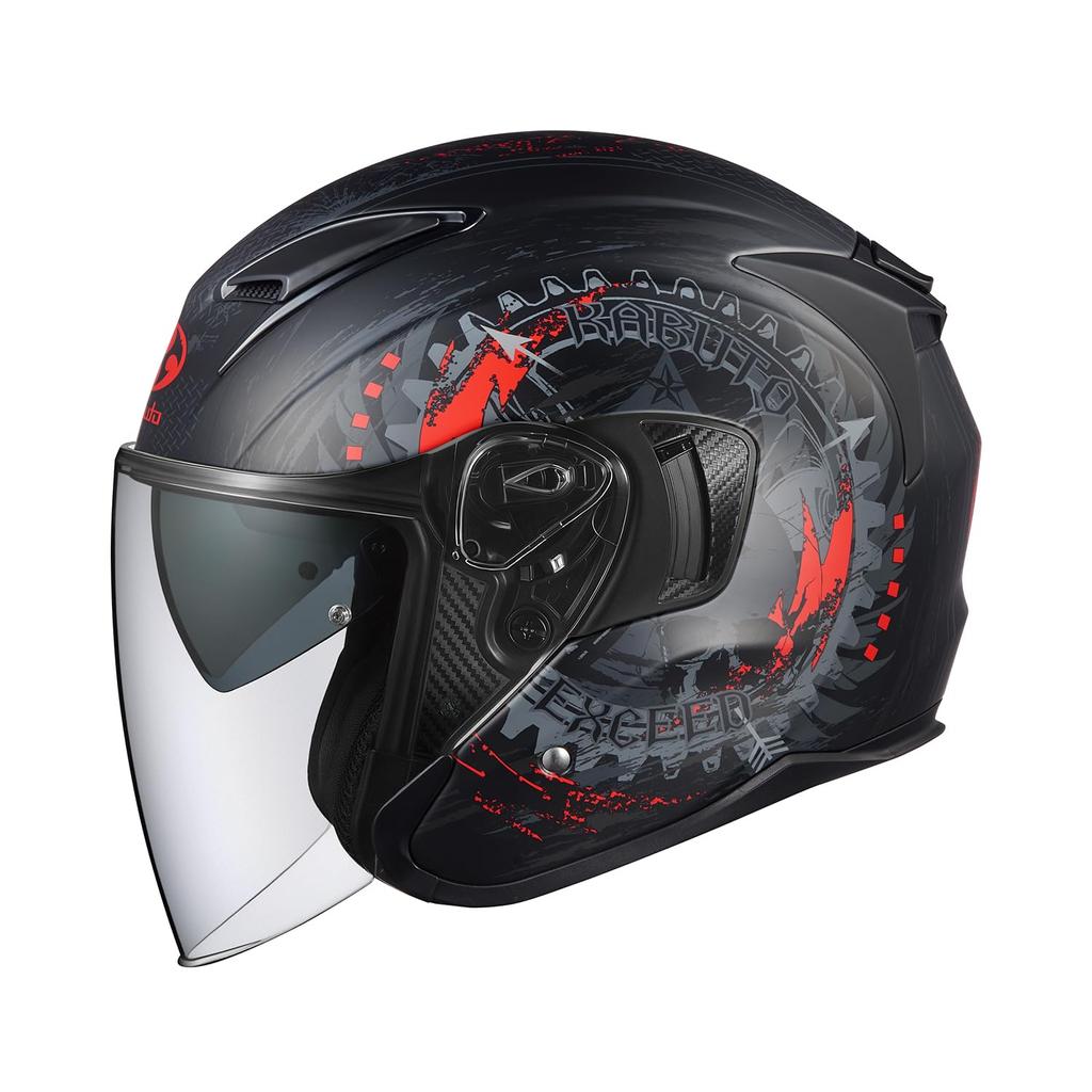 OGK KABUTO Motorcycle Helmet Jet EXCEED DARKNESS Flat Black Red (Size S)