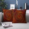 Red Golden Mandala Bohemian Pillow Covers Double Sided Print Plush Cushion Covers For Sofa Bedroom Living Room Home Decor