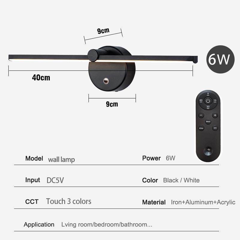 Rechargeable LED Wall Lamp for Bathroom, Bedroom, or Living Room
