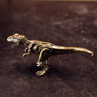 Měděná Starověká Zvířecí Soška Tyrannosaura Rexe Ozdoba do Auta Řemeslo Doplňky pro Domácí Dekorace Retro Mosazná Miniaturka Dinosaura