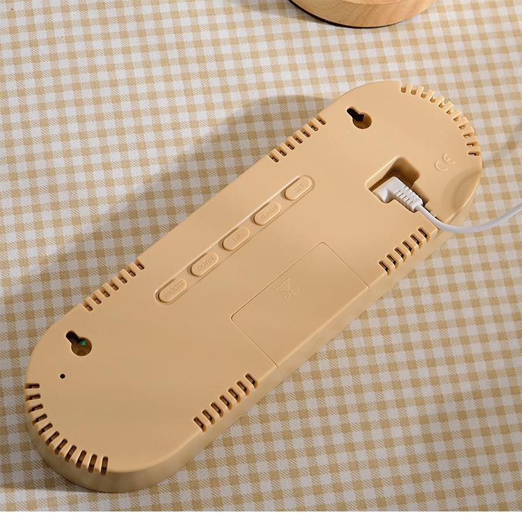 GH8053 LED Wood Grain Wall Clock: Multi-functional, Stand or Hang