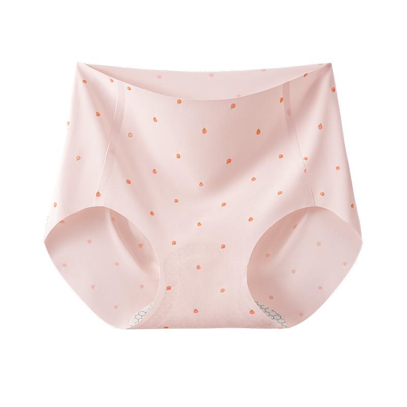 Ladies Spring and Autumn New Print Camellia 10A Antibacterial Crotch Peach Hip No Trace Briefs