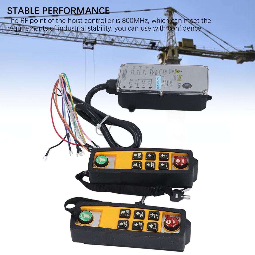 Industrial Wireless Crane Remote Control Kit DC24V Electric Lift Hoist Transmitter Receiver with Lock 2 Handle YU 6
