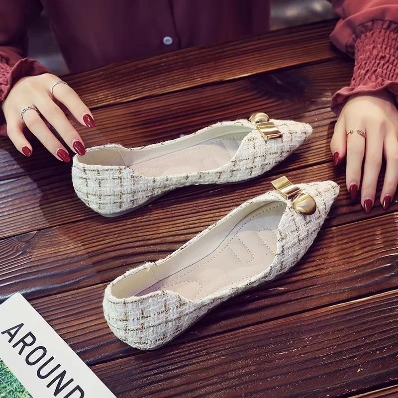 Modische Ballerinas für Damen Frühling Herbst 2025 Neu Spitz Flach Flache Ausschnittschuhe Übergröße Damenschuhe 42 43 44 Slipper Damen