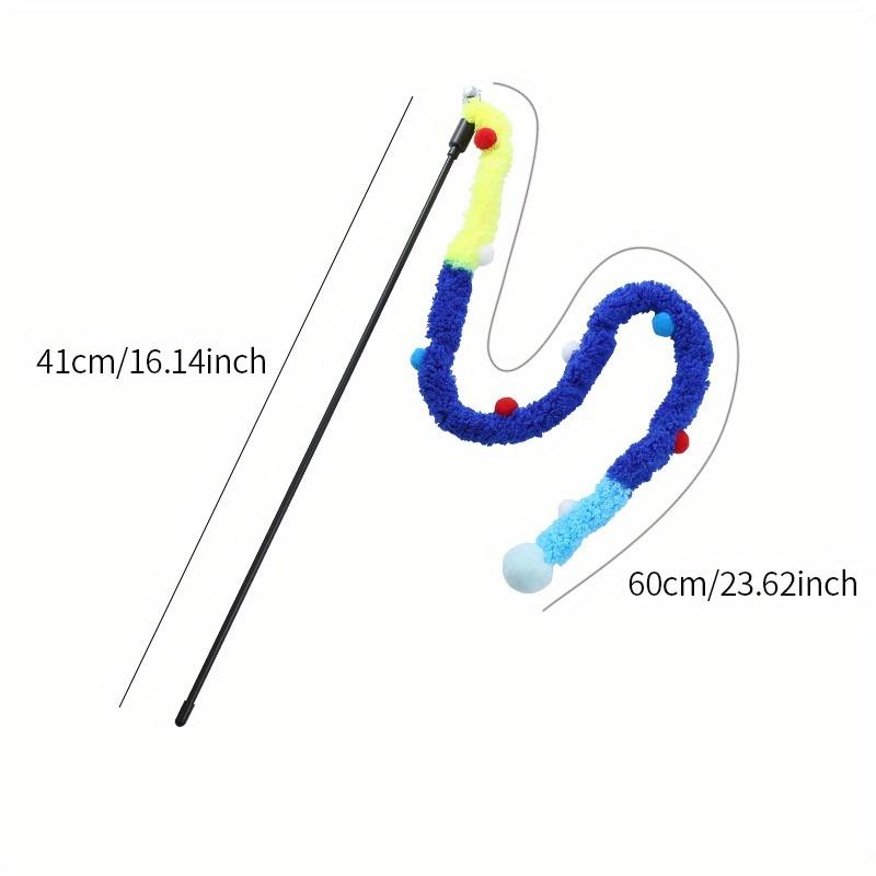 

Interactive Cat Teaser Toy - Soft Plush Strip with Teasing Stick for Kitten Play - Pet Supplies for Fun and Exercise синій