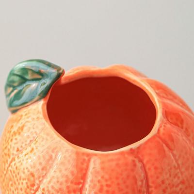 Orange Ceramic Fruit Forks Set Ins Style Solid Color Dessert Forks with Storage Jar Household Creative