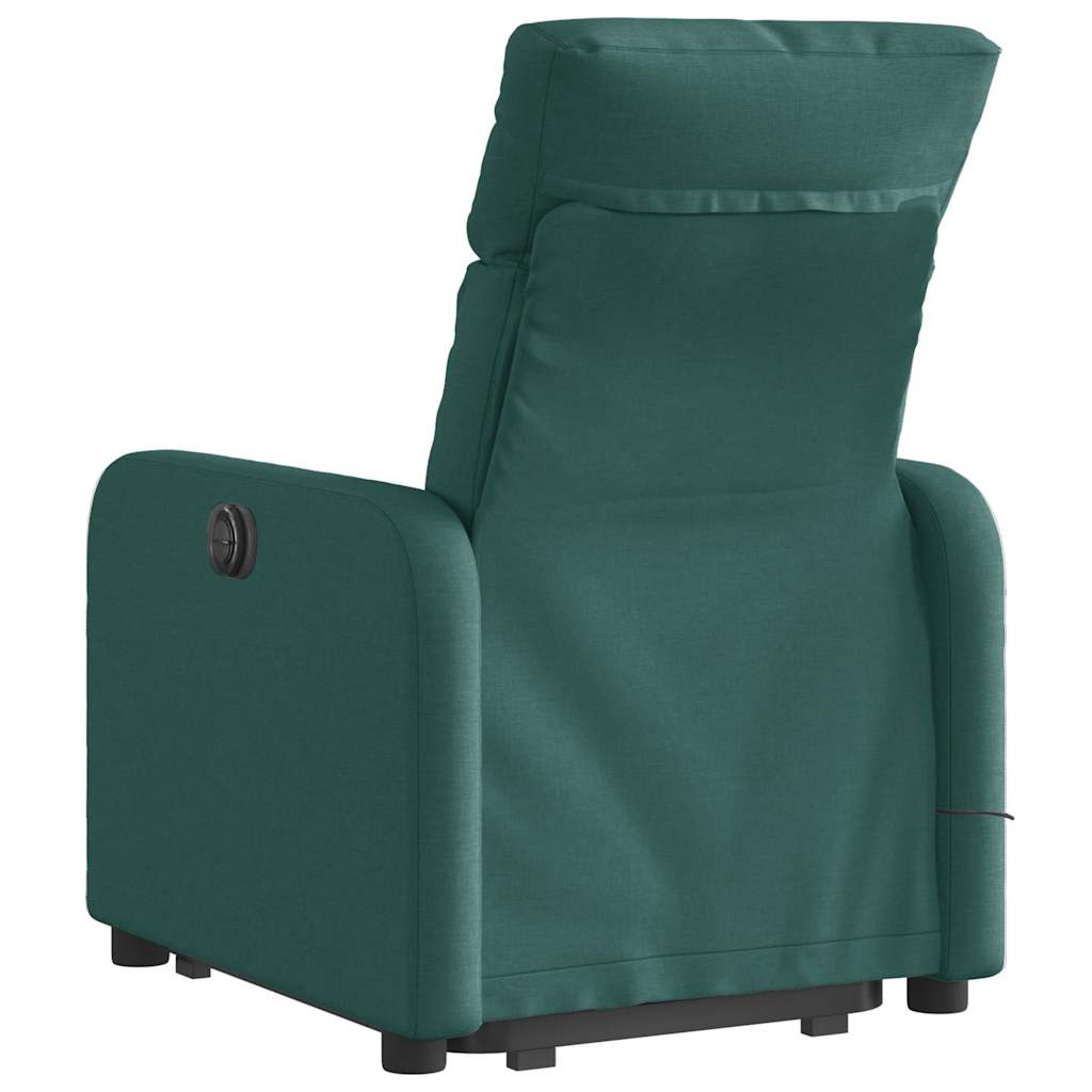 Electric Massage Recliner with Rising Function Dark Green Fabric
