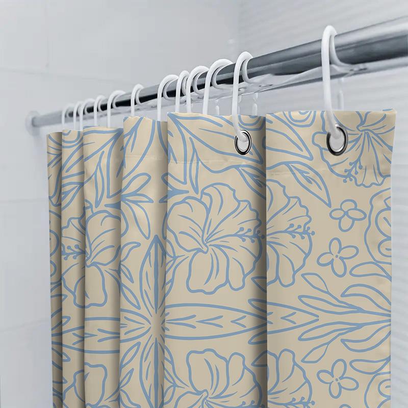 Beautiful Blue Beige Floral Shower Curtain Decorate Your Bathrooms With Style!