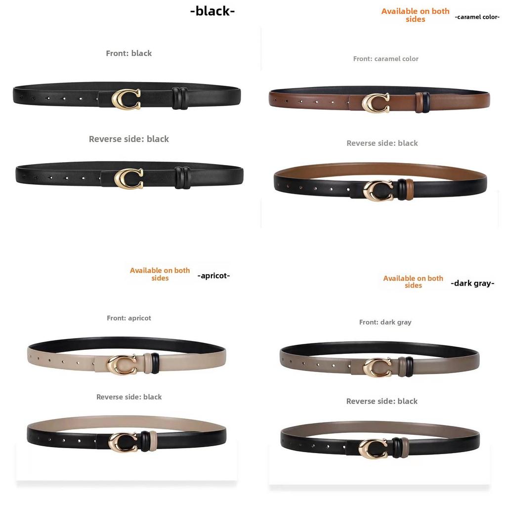 Durable Leather Genuine Belt For Women With Smooth Buckle And Elements Letter