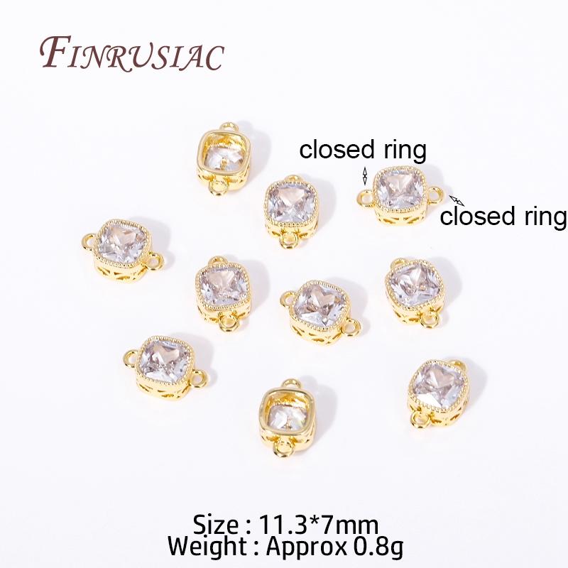luxury 18K Gold Plated Brass and Zircon Square Connect Charm Pendants High Quality DIY Jewelry Making Bracelet Necklace Earrings