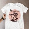 Hawaii Surf Sunset Palm Trees T-Shirt | Retro Orange Vintage Graphic Tee