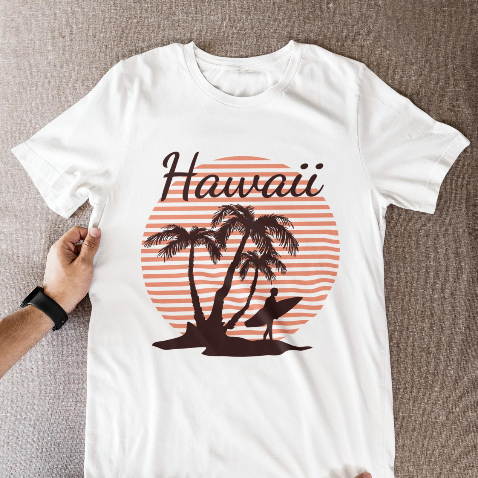 Hawaii Surf Sunset Palm Trees T-Shirt | Retro Orange Vintage Graphic Tee 3XL
