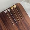 Sweet Sister Butterfly Fringed Earrings Personalized Small Broken Diamond Zircon Stud Earrings Temperament Long Ins Wind Round Bead Chain Earrings