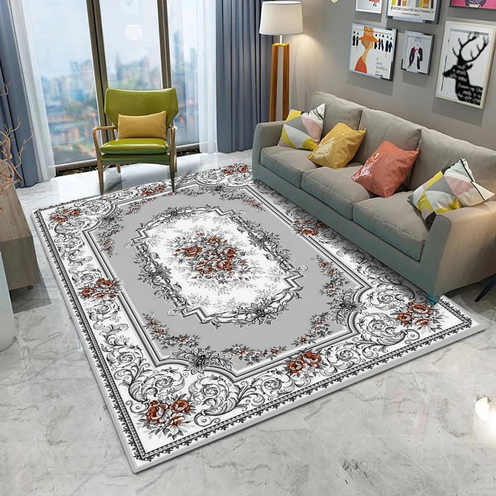 

Vintage Rustic Carpet Shabby Rose Rugs Luxury Soft Elegant Traditional Rugs Floral Floor Carpet Home Living Room Bedroom Mats 50X80CM