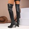 Fashion Sexy Thigh High Boots Women Autumn Winter Elastic Leather Over The Knee Boots Women Black Large Size Luxury Heels Shoes Women