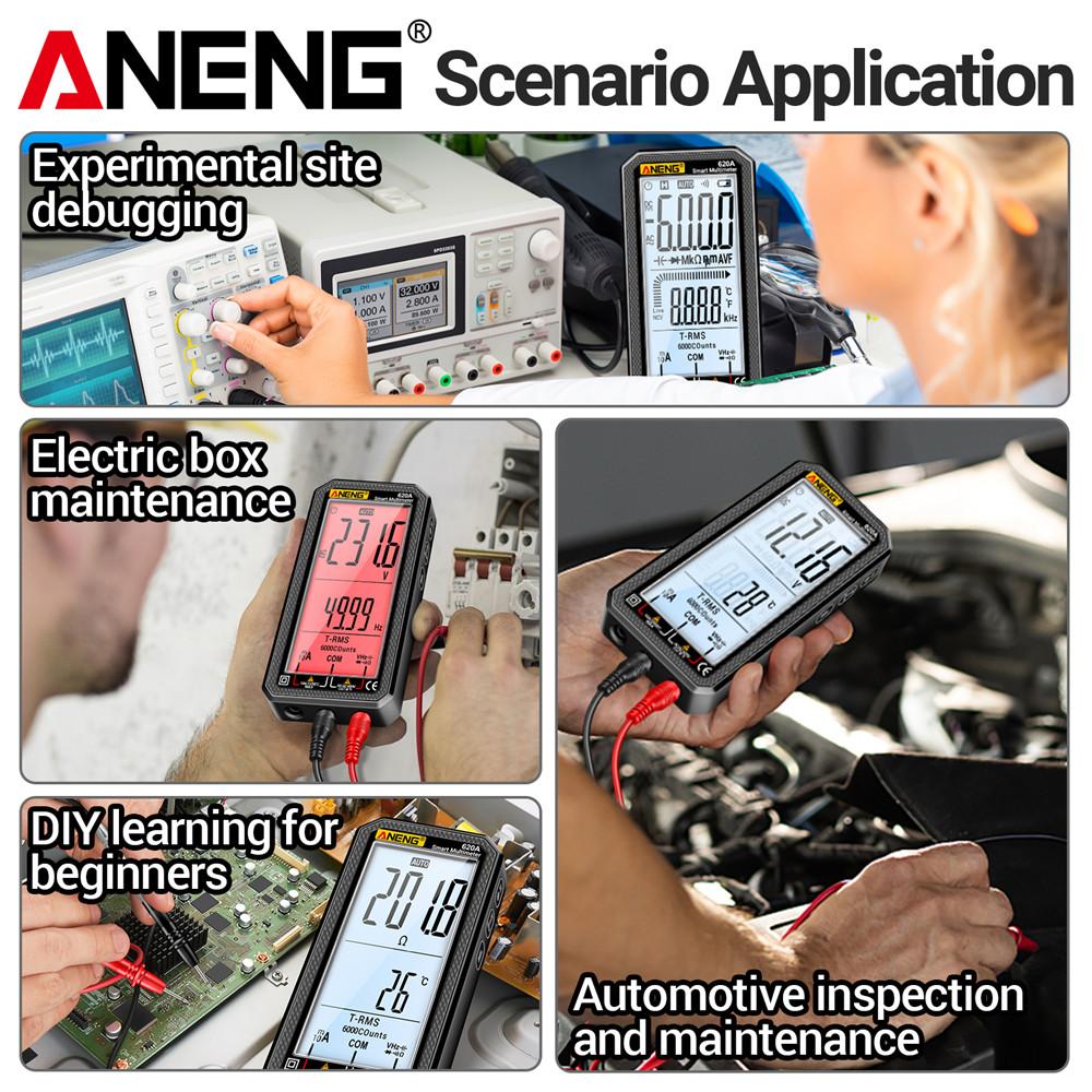 2026 ANENG 620A Digital Multimeter 6000 Counts AC DC Voltage Current Resistance Capacitance Temperature Tester NCV Live Wire Detector Digital Display