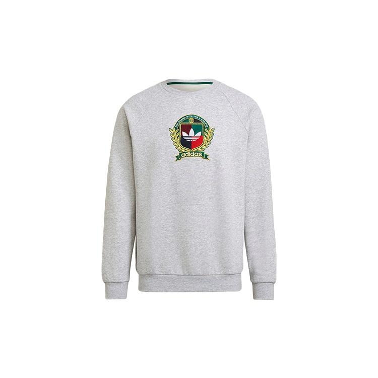adidas originals C Crest Crew team logo Fleece Lined Stay Warm Round Neck Sports Gray Men s H32147 M