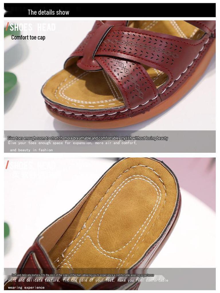 Retro Fashion Plus Size Women's Wedge Heel Anti-Wear Sandals