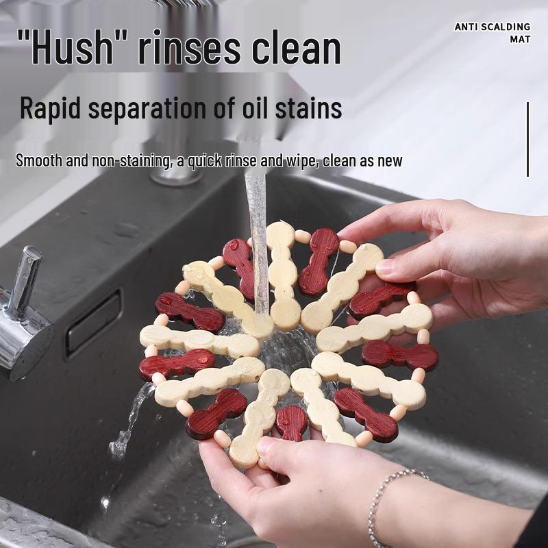 Bamboo Insulation Pad Set: 3-Piece High-Temperature Resistant Table Mats for Casseroles