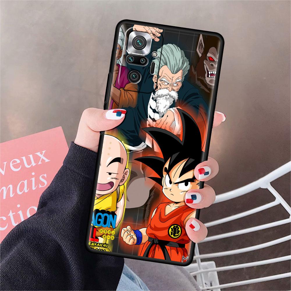 Luxury Black Phone Case For Xiaomi Redmi Note 11 10 9 8 7 Pro 9S 9A 9C 10s 8T K40 10C 10S Funda Cover Beerus Dragons Anime