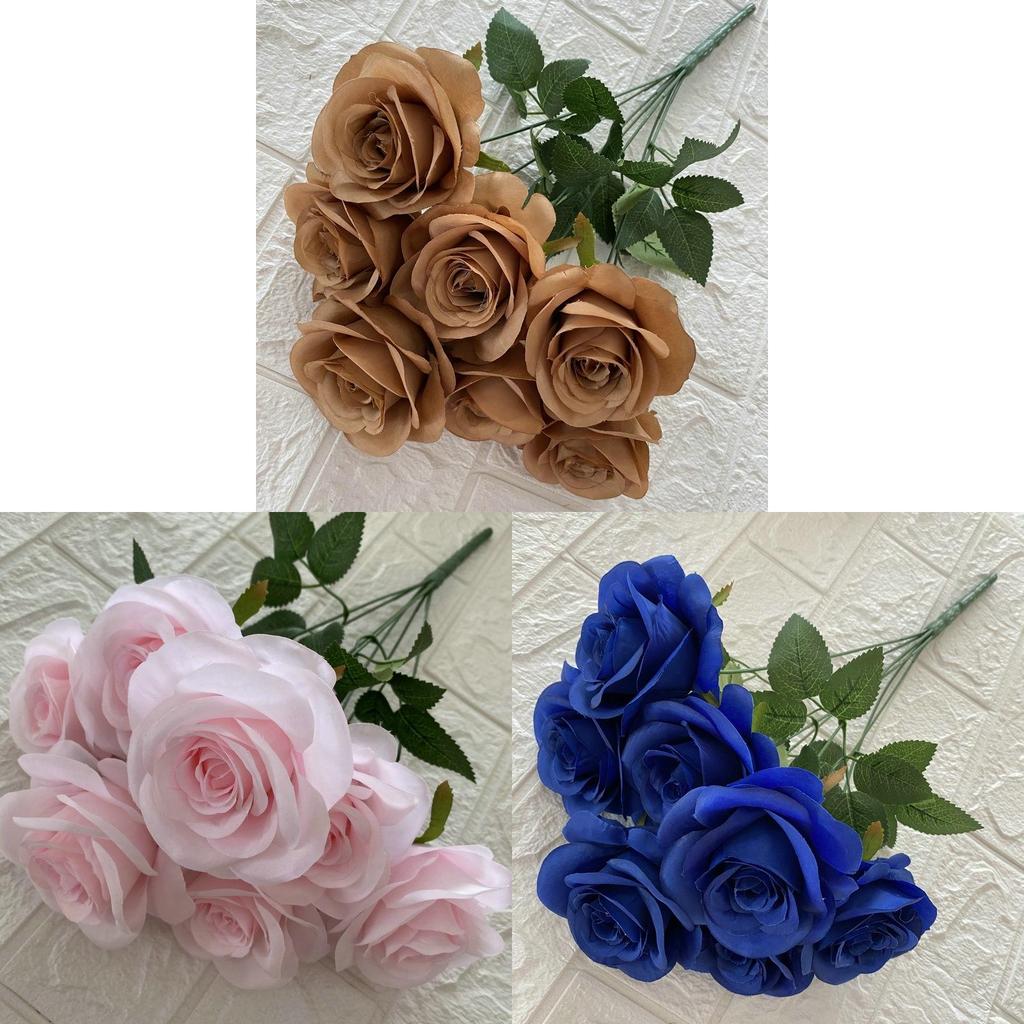 Realistic Sevenhead Rose Hotel Window Display Artificial Flowers For Wedding Decor And Photography Props