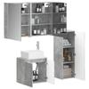 Bathroom Furniture Set 4 pcs Concrete Grey Engineered Wood and Glass