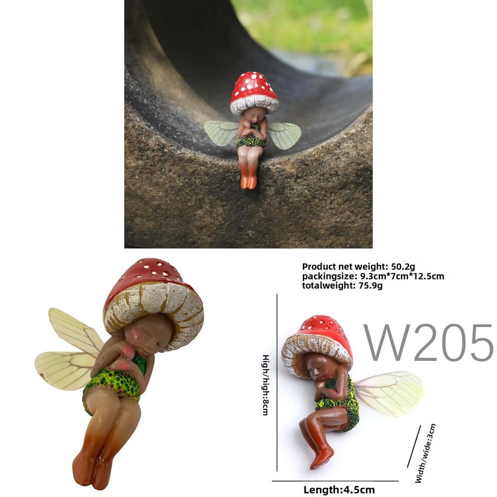 Farmhouse Fairy Resin Decor With Mushroom Figurine For Garden And Outdoor Display