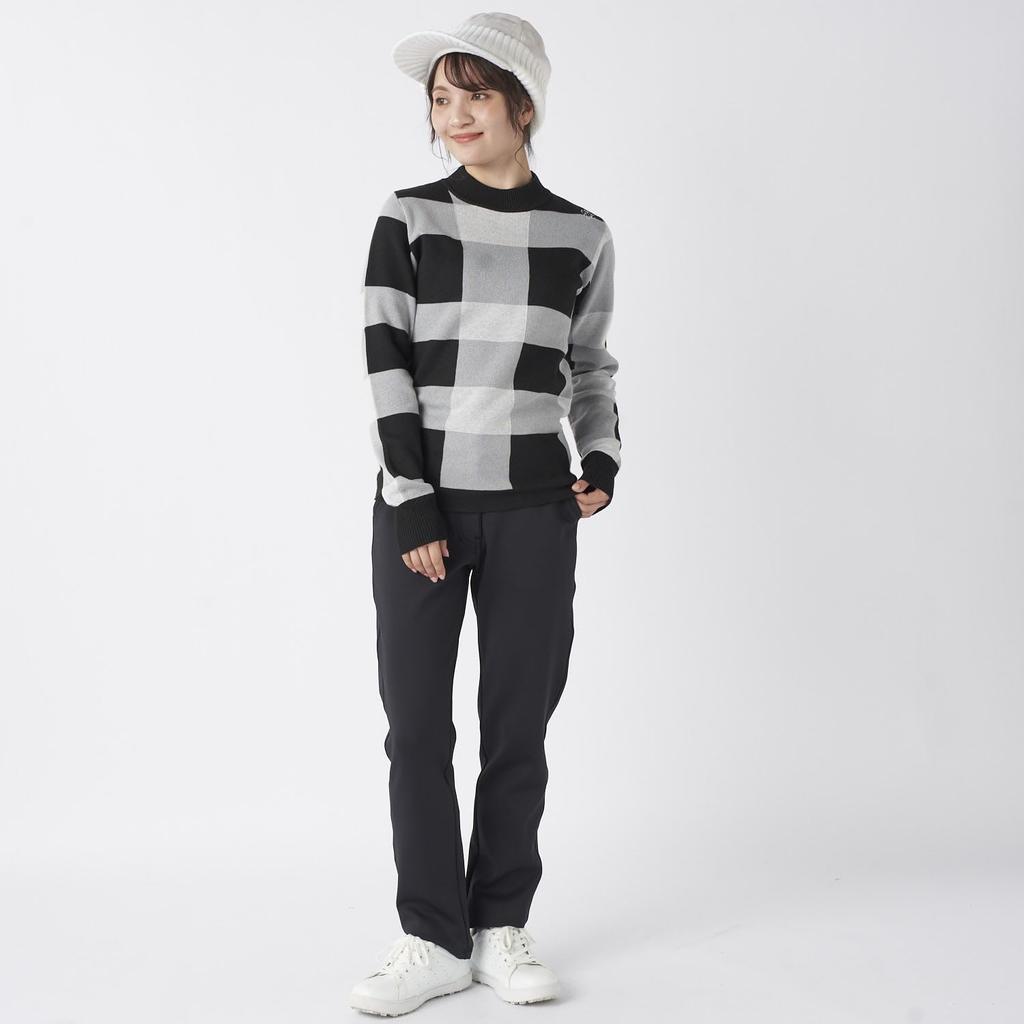 Marie Claire Black Mock Neck Checkered Golf Sweater Women's (735751)