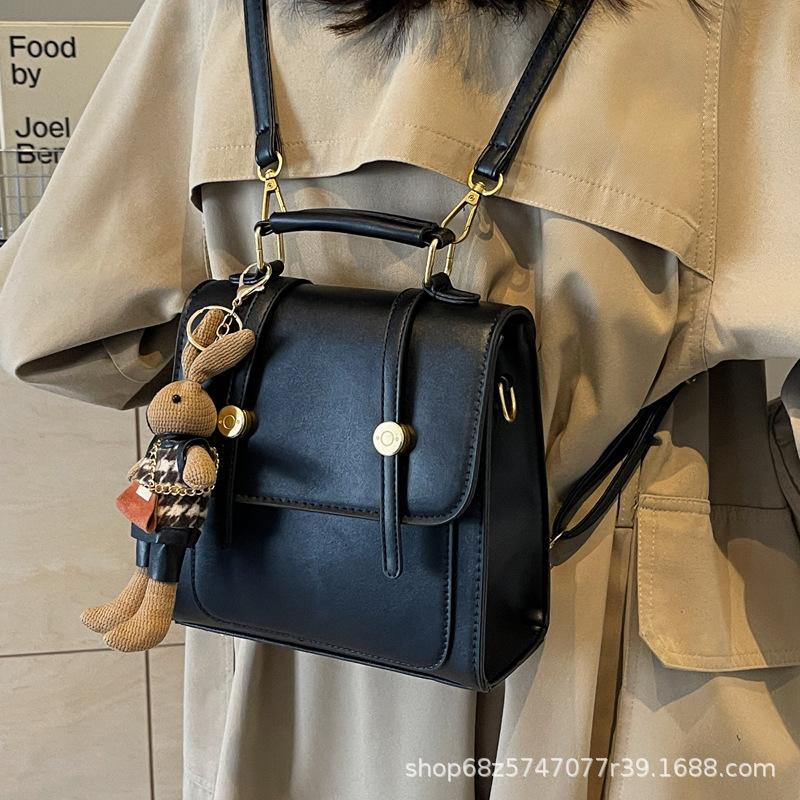 Niche high-end retro buckle backpack 2025 new crossbody British commuter student three types of backpack