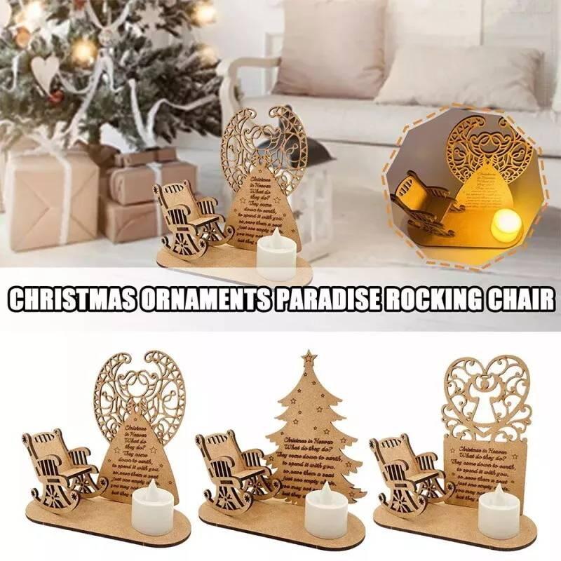 Christmas Heaven In Poem Tree Rocking Chair Candle Lights Memorial Ornament Gift