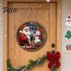 Xmas Hanging Ornaments for Doors Santa Wooden Round Wall Decor, Vintage Christmas Ornaments, Holiday Decor Home Sign Door Window Wall, Farmhouse Gift