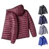 Men Winter Cotton Coat Hooded Long Sleeve Solid Color Lightweight Cotton Jacket with Pockets Cold Weather Outerwear