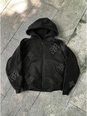 Men's Cross Print Warm Zipper Hoodie for Fall/Winter