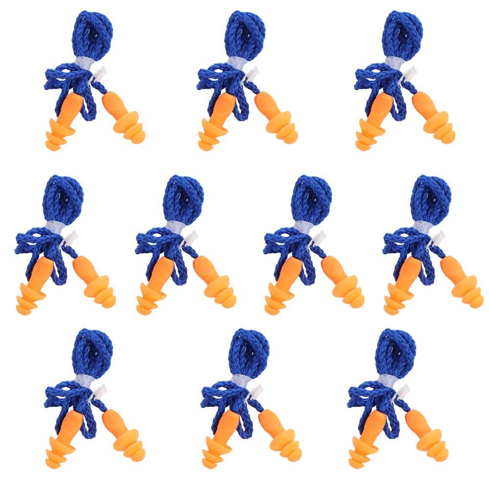 10PCS Corded Silicone Noise Earplug Soft Noise Reduction Insulation Earplug Sound Insulation Protective Ear Plugs