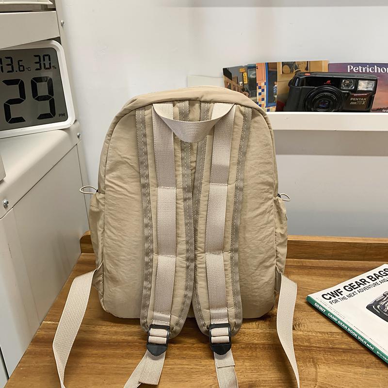Solid Color Pleated Backpack Men's Lightweight Travel Small Backpack Women's School Bag