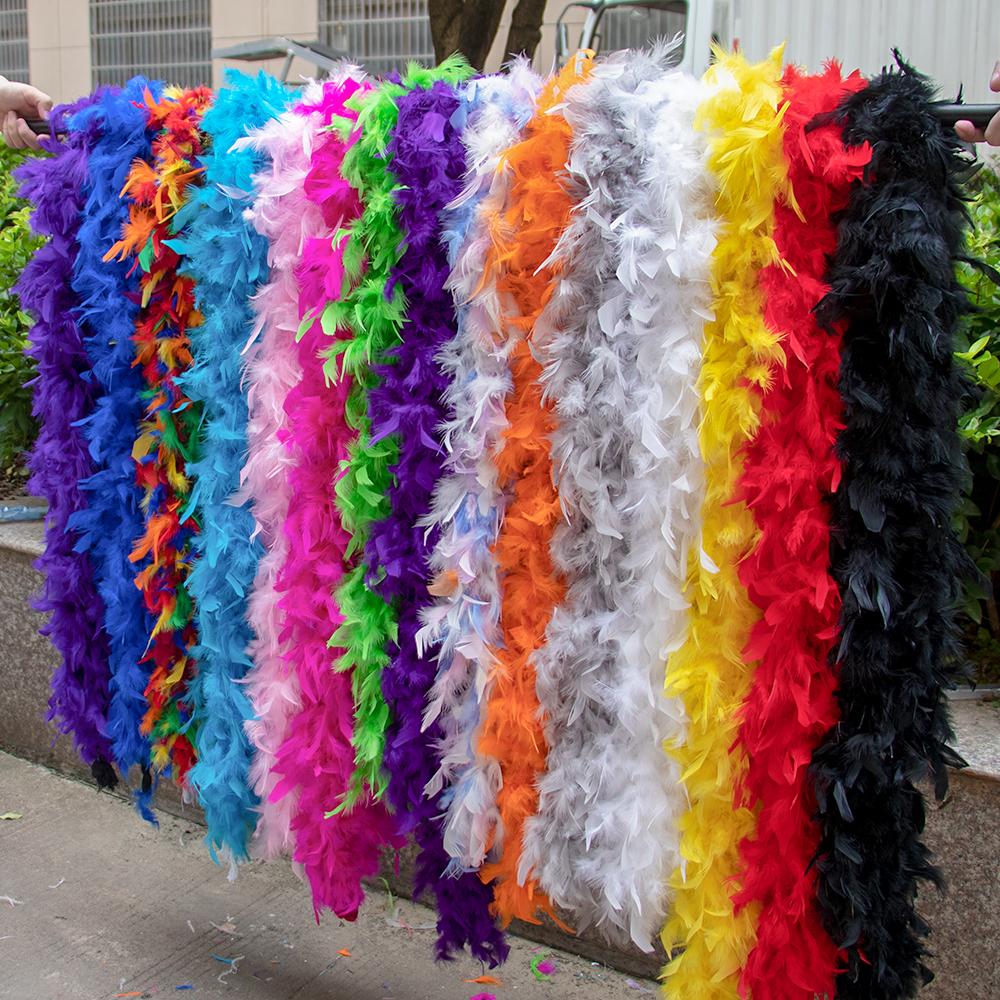 DIY 2M Turkey Feather Boa 38g-90g Marabou Feathers Boa Dyed Colors for Wedding Scarf Shawl Decor DIY Crafts Costume Accessories