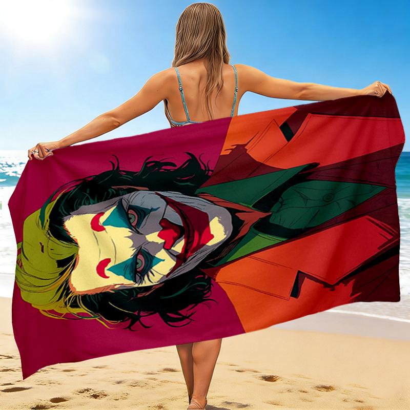 1Pc Joker'S Colorful Portrait Beach Towel, Quick Dry, Multi-Use for Beach Pool Gym Yoga Home Travel, Christmas, Halloween, Xmas Gift Em92924