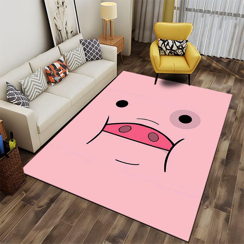 Pink Cartoon Pig Face Carpet Suitable As a Non-slip Mat for the Living Room or Bedroom Sofa