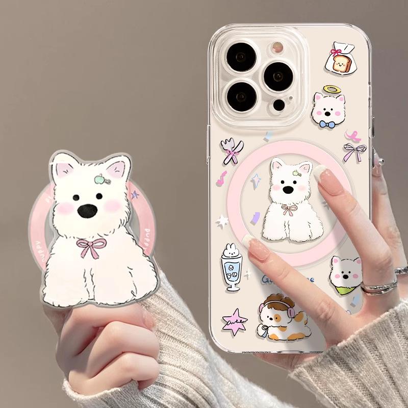 West Highland Puppy Apple 17promax Mobile Phone Case New Transparent Magnetic Cute All-inclusive Bracket