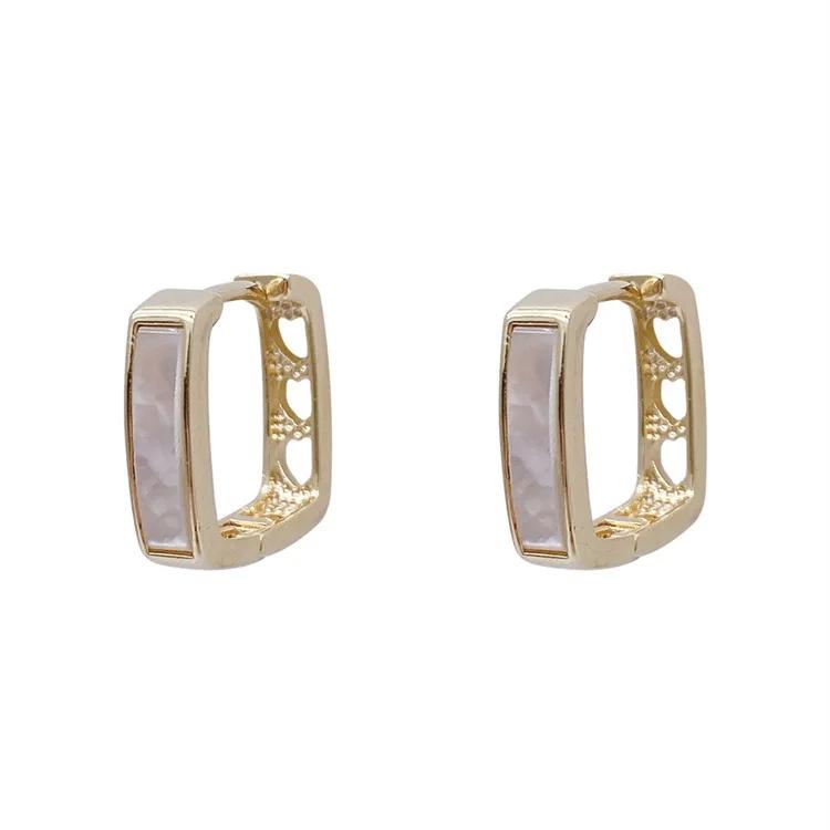 925 Silver Geometric square hoop Earrings Temperament Simple Inlaid for Women Wedding Jewelry Accessories