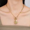 New Arrival Luxury Botanical Flower Sunflower Zirconia Pendant Necklace Glamorous for Woman Girl New Trend Neck Jewelry Gift