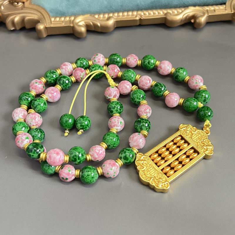 

Плетеное вручную ожерелье из стеклянных бусин, имитирующее кожу лягушки: Китайский стиль Ханфу цепочка для свитера