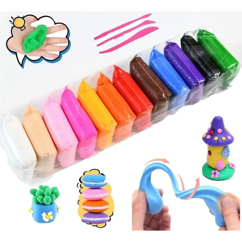 Eclet (Pack Of 24) Air Dry Clay, Colorful Children Soft Clay, Creative Art Crafts, Gifts For Kids-Multi Color. Non-Toxic