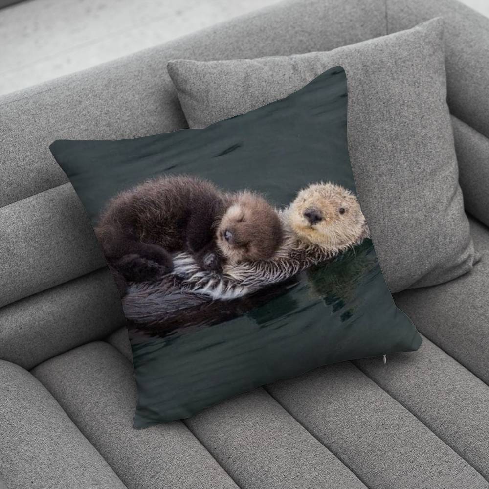Cute Otters Pillow Case Pillowcase Home Sofa Cushions Car Cushions Pillowcover Office Pillowshell Pillow