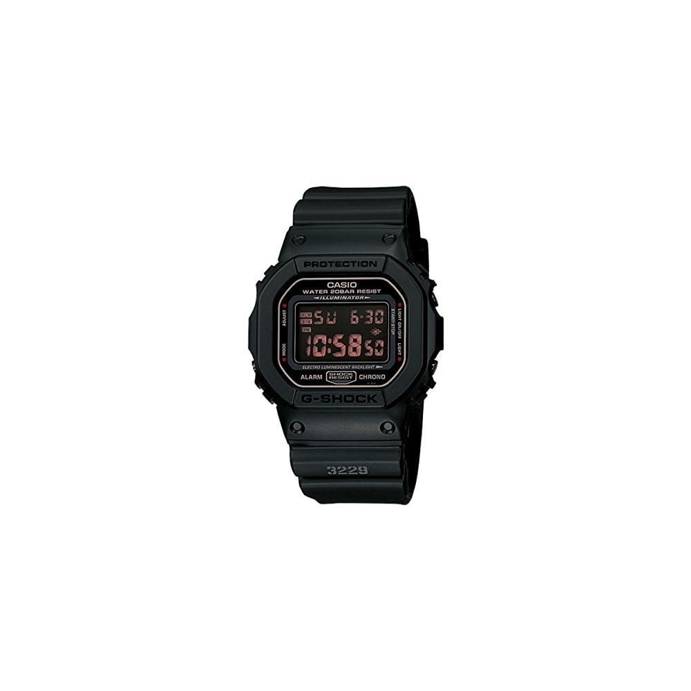 Casio G-Shock DW-5600MS-1 Matte Black Red Eye Men s Watch 200m Water Resistant Digital Timepiece