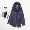 105*190cm One Piece Women Oversize Solid Plain Scarf Shawls Head Wraps Viscose Cashmere Muslim Frayed Hijabs Pashmina